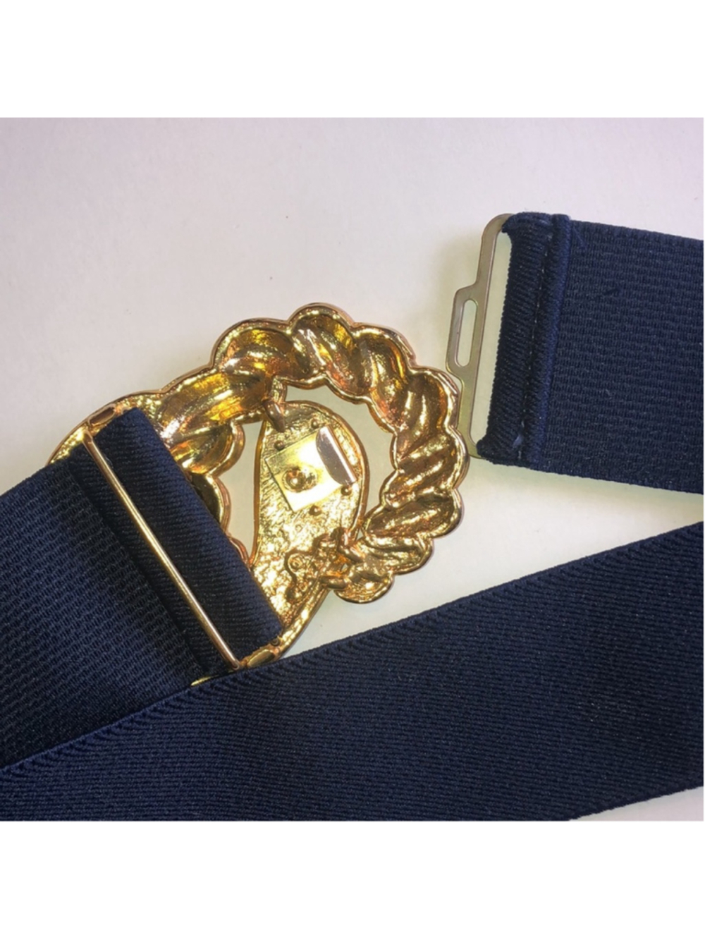Day Lor Vintage Gold and Dark Blue Decorative Elastic Waist Belt - Picture 6 of 7